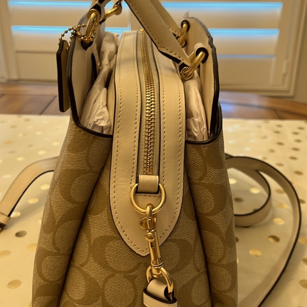 Coach Lillie Carryall leather bag beige on beige sophisticated - Picture 4 of 8